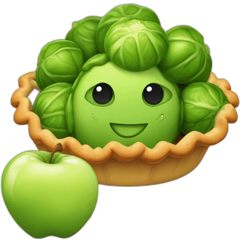 brussels sprouts next to an apple pie emoji