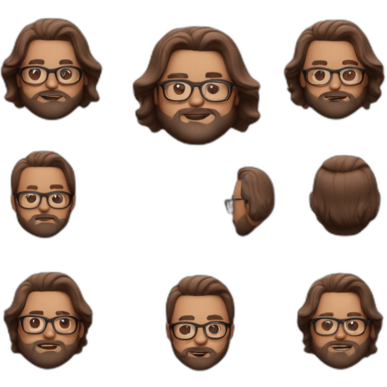 Memoji of a fat guy that uses glasses and an earring brow hair and beard emoji