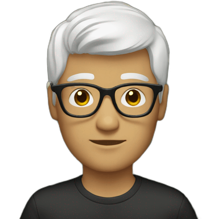 white guy short hair wearing glasses and dark t-shirt with flowers print emoji