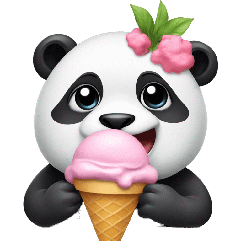 Panda eating ice cream emoji