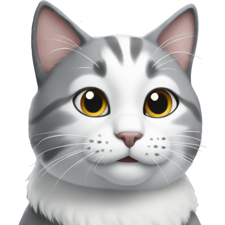 Gray and white cat in the snow emoji