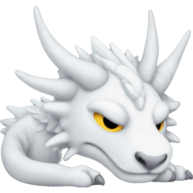 A sleeping furry white dragon  emoji