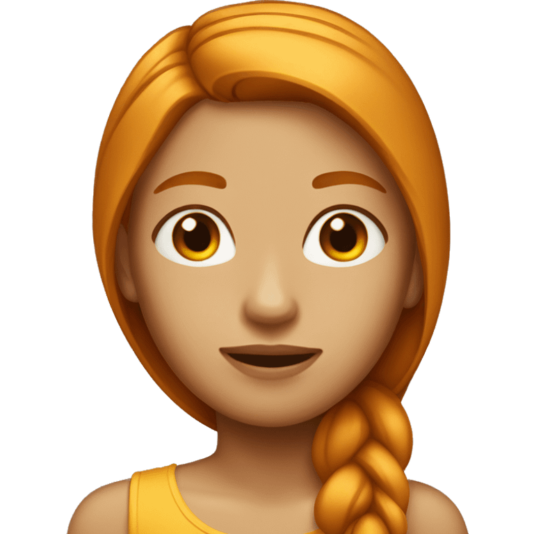 Girl with straight long ginger hair tanned skin emoji