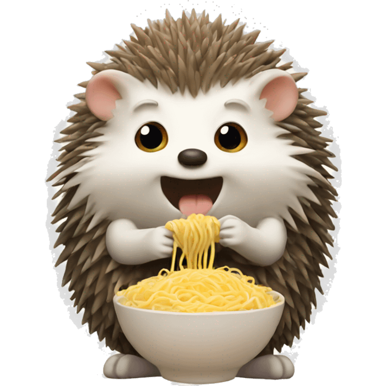 Hedgehog eating noodles emoji