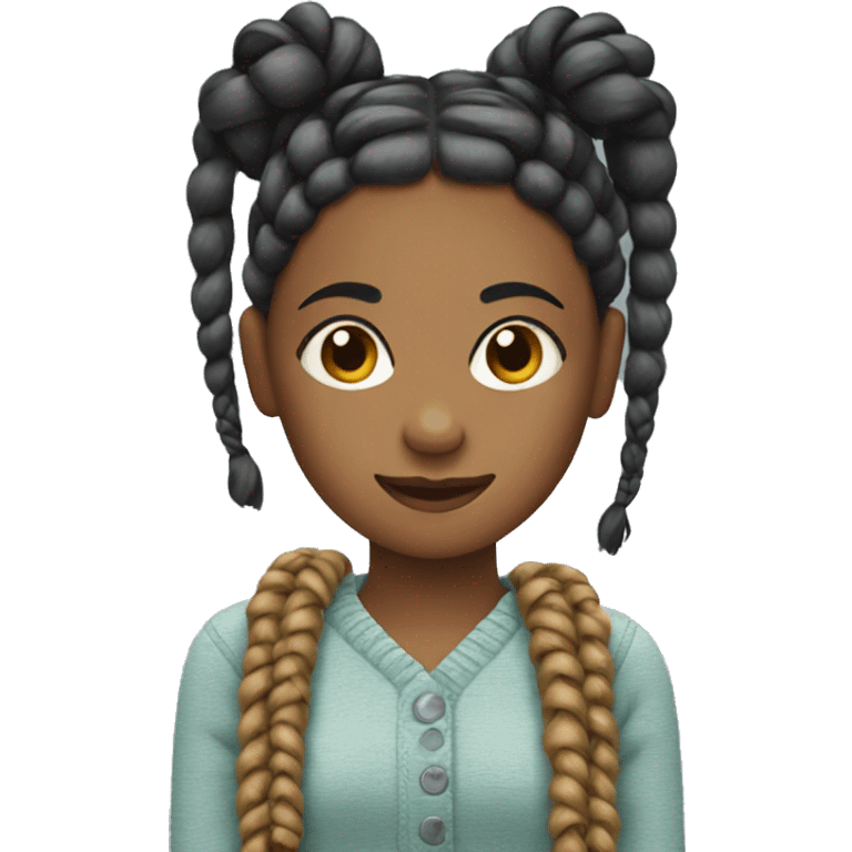 Girl with yarn braids emoji