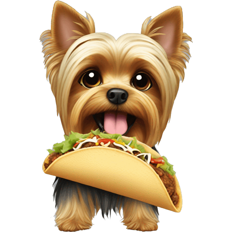 Yorkie eating a taco emoji