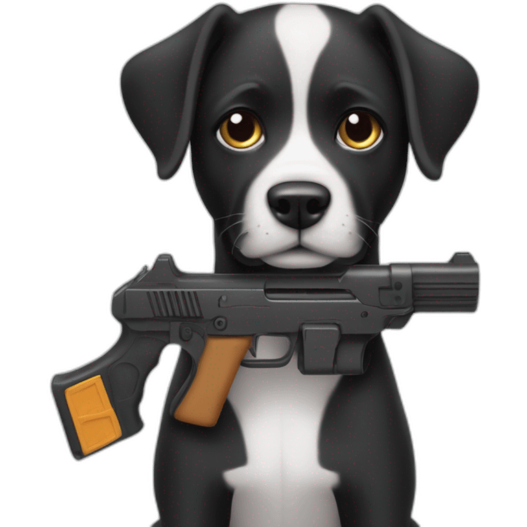 I’m not happy dog having a plastic gun black ￼ emoji