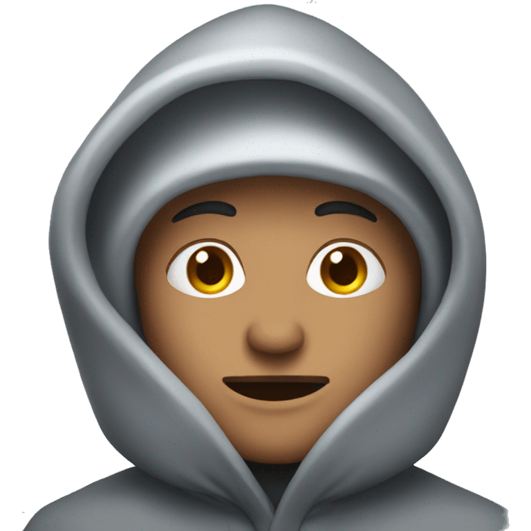 man in a hood covered with snow emoji