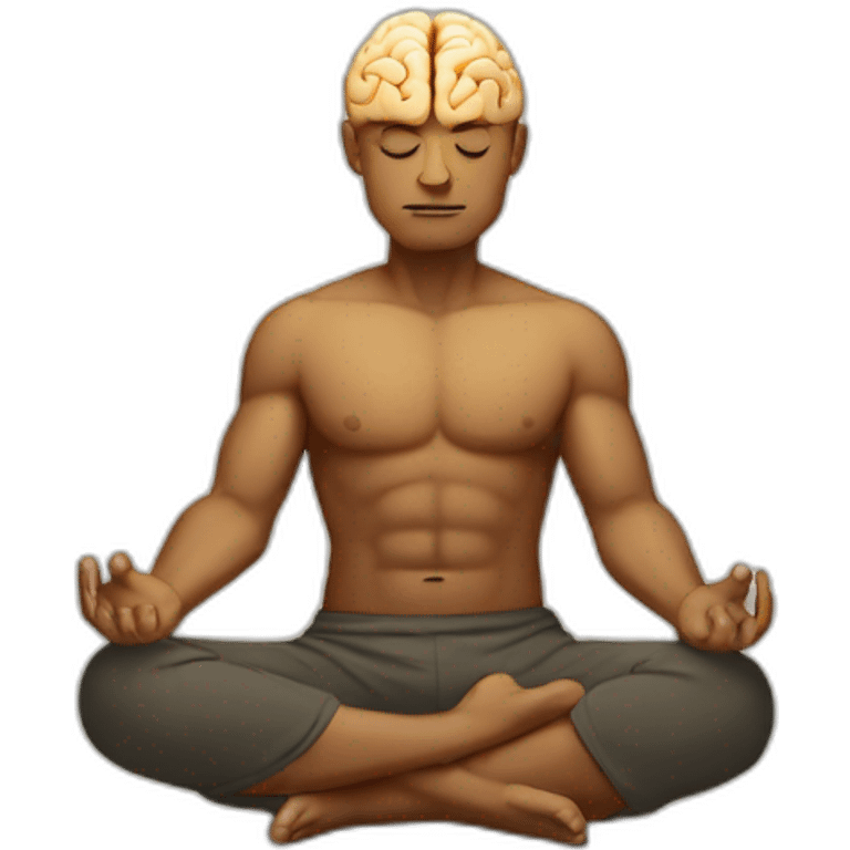 a meditating man with big brain emoji