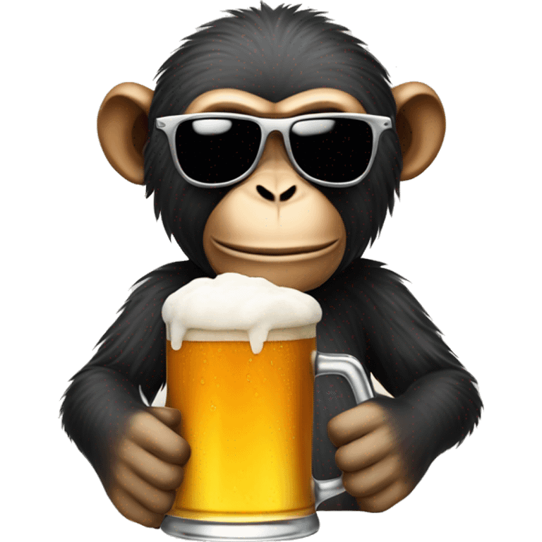 Create a beer drinking monkey wearing sunglasses emoji