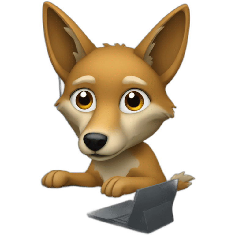 Jackal working at computer emoji