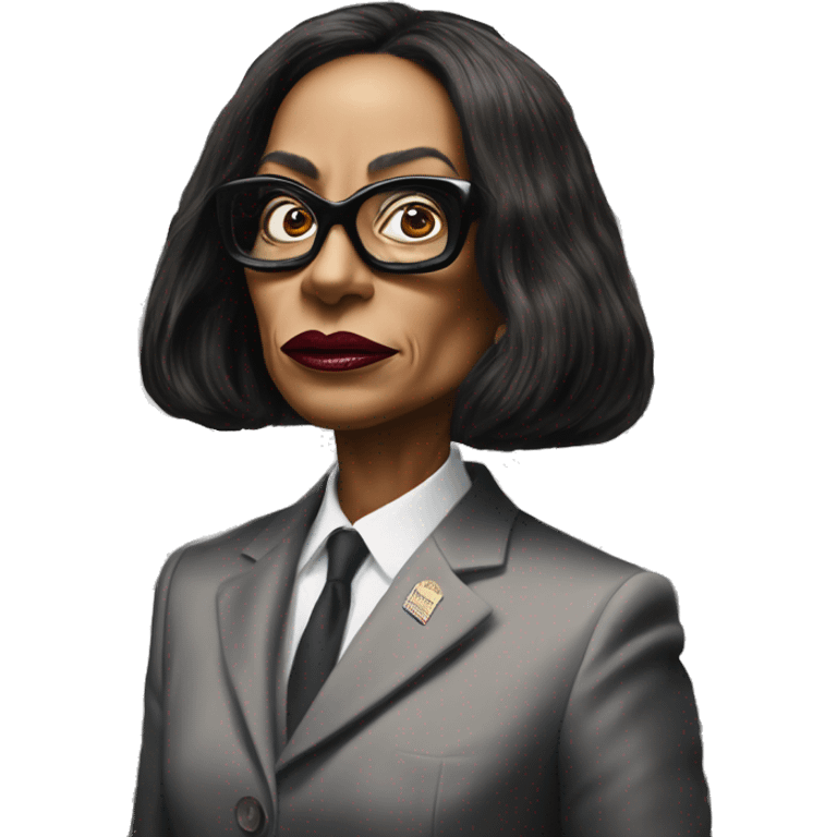 US president Kamala in men in black style, oil paint, mysterious eyes, intricate lips, masterpiece portrait, odd perspective, beautiful, desirable, logical, midsommar, ikea emoji