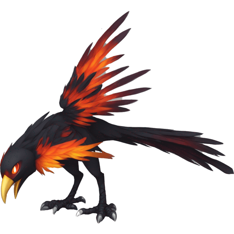 Edgy Fantasy legendary dark bird shadow-type-Phoenix Fakemon full body emoji