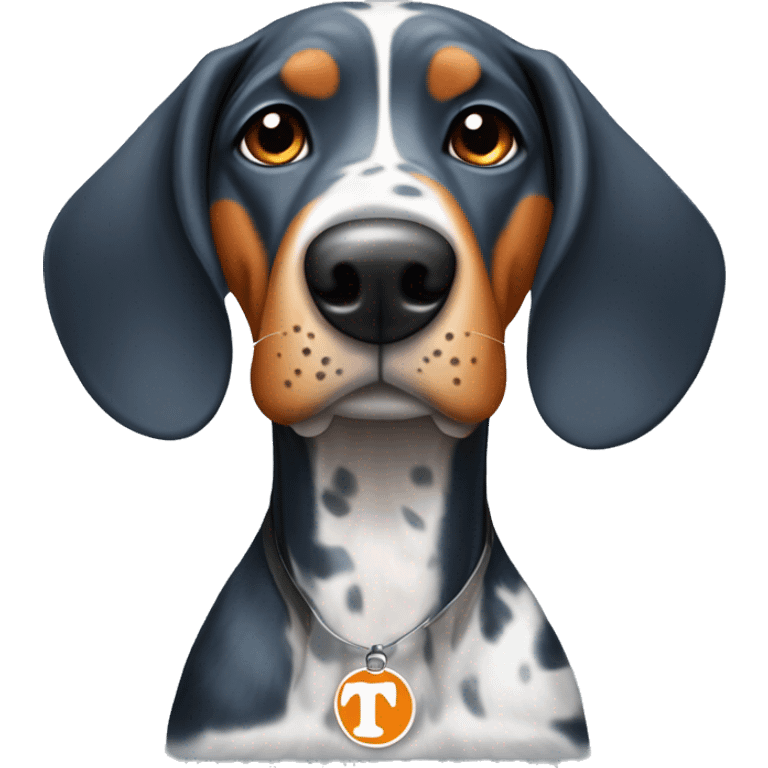 bluetick coonhound wearing university Tennessee orange emoji