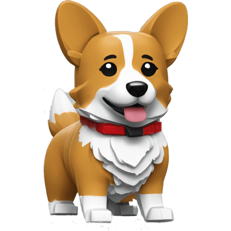 Corgi in the style of Lego minifigure emoji