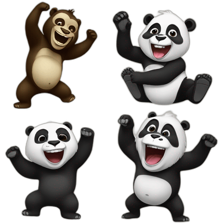 Panda laughing and gorilla dancing  emoji