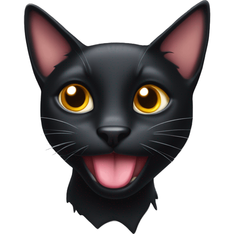 Black cat with tongue out emoji