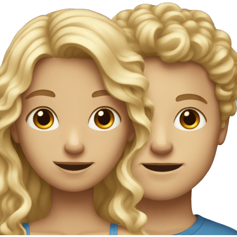 blonde girl with white boy with curly brown hair emoji