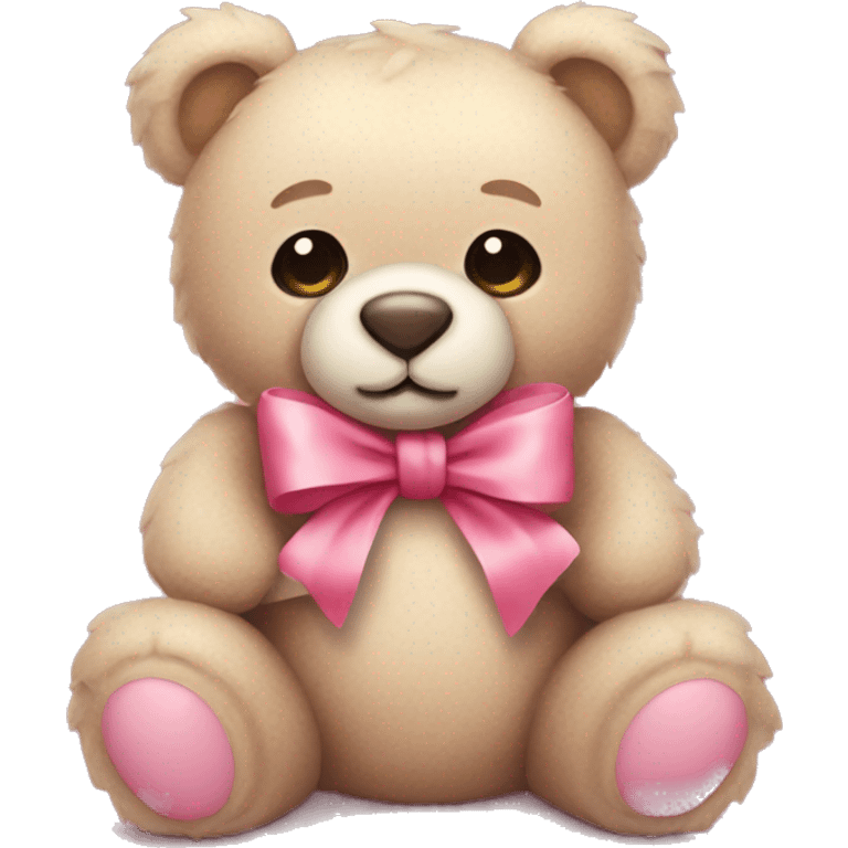 Cute teddy bear with a rosa bow  emoji