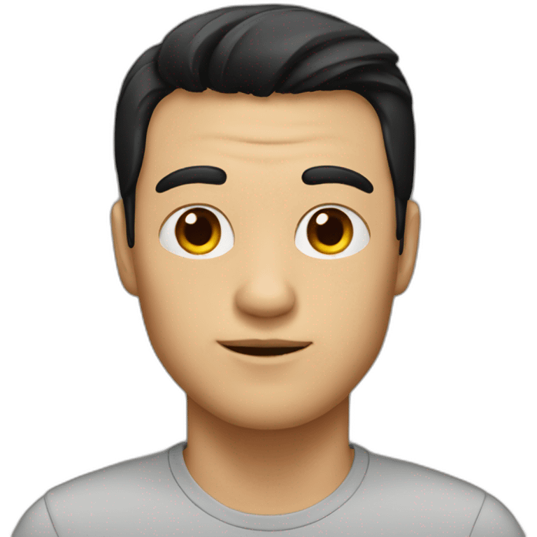 A man with black-hair and a black-cat emoji