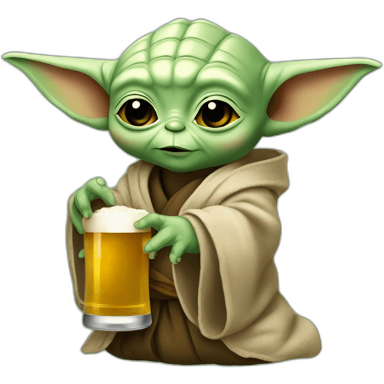 bébé yoda qui boit une bière emoji