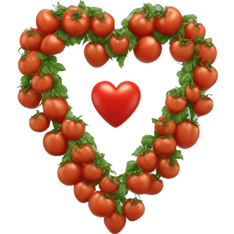 red heart adorned with tomato garlands emoji