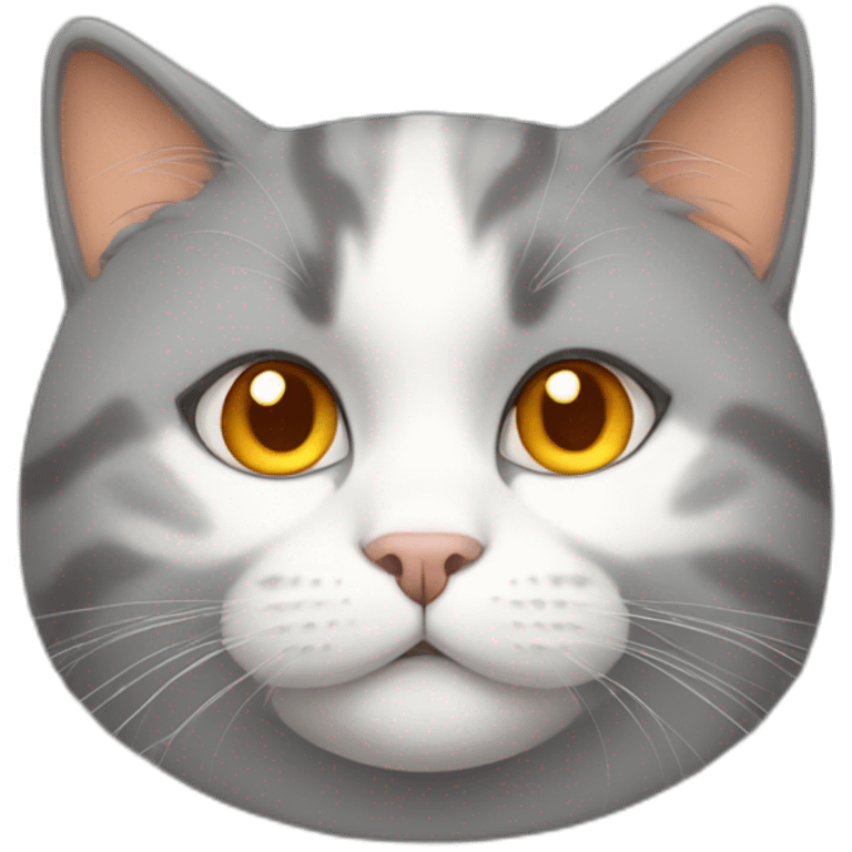 fat gray white orange cat emoji