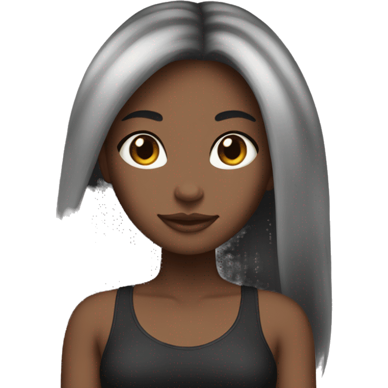 Straight hair Black girl with black/white cat emoji