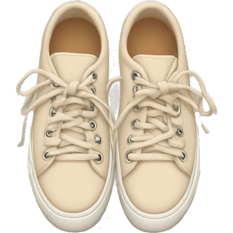 cozy beige sneakers with untied laces emoji