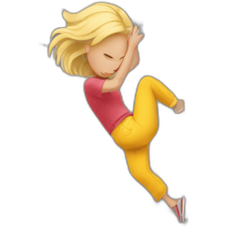 blonde girl falling off building emoji