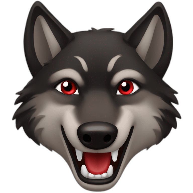 Red black wolf mouth circle face  emoji