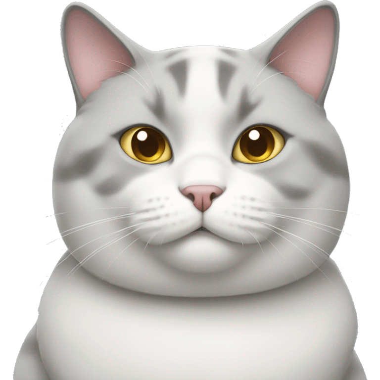 Super Fat white and grey cat emoji