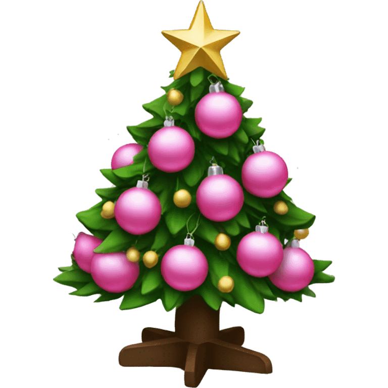 Christmas tree with pink ornaments  emoji