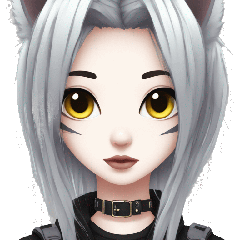 Edgy Kawaii Cute Cool Cartoon Beautiful Elegant Pretty Anime Punk Techwear Gothic Catgirl emoji