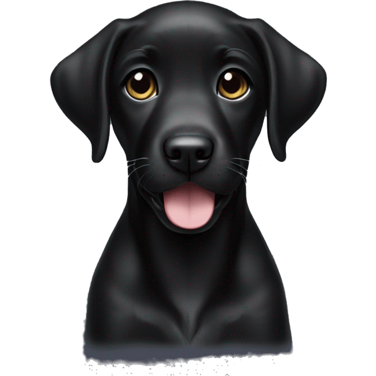 happy black labrador female puppy with small white chest emoji