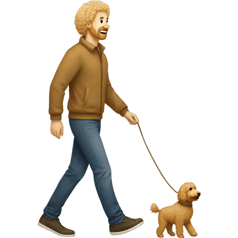 Golden doodle with blonde guy (no beard) walking emoji