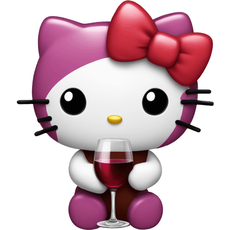 Hello Kitty drinking red wine emoji