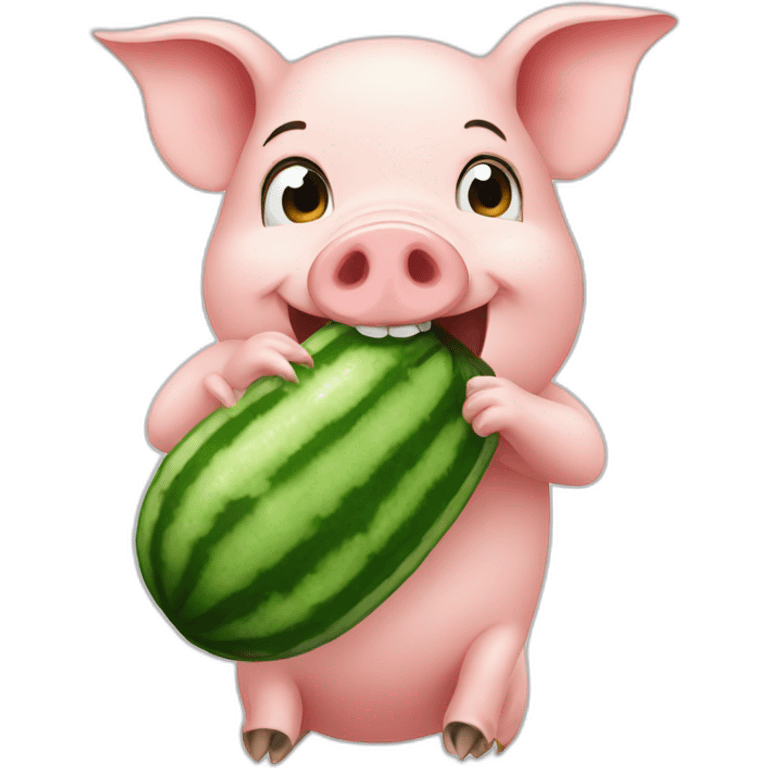 pig eating a cucumber emoji