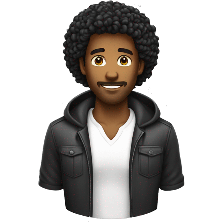 homem de cabelo cacheado grande preto emoji