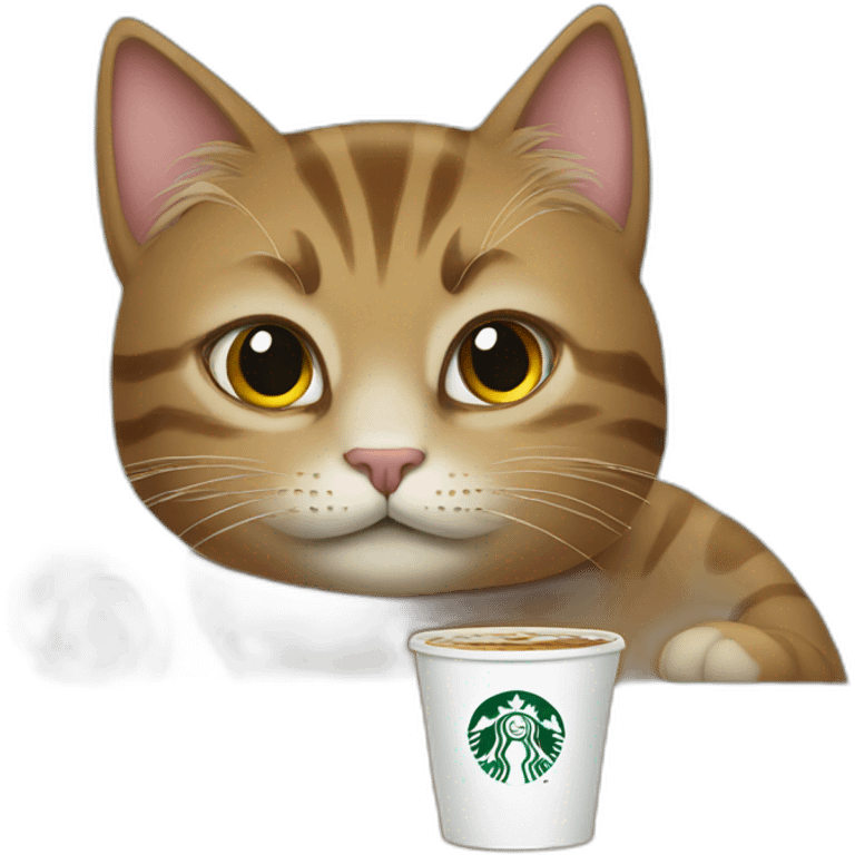 Cat drinks starbucks emoji