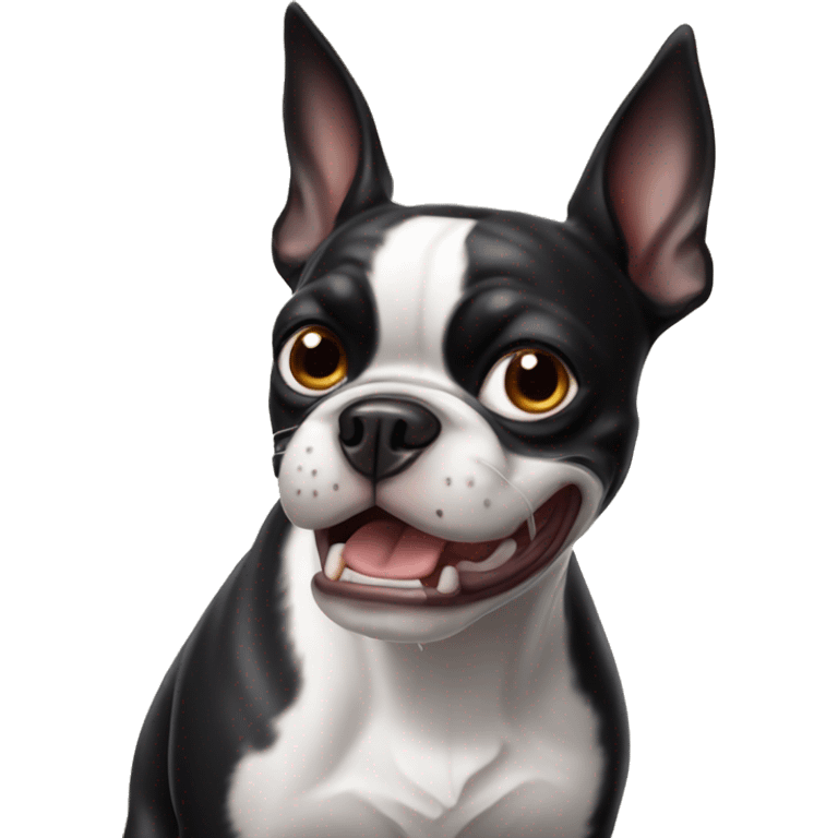 Growling Boston terrier emoji