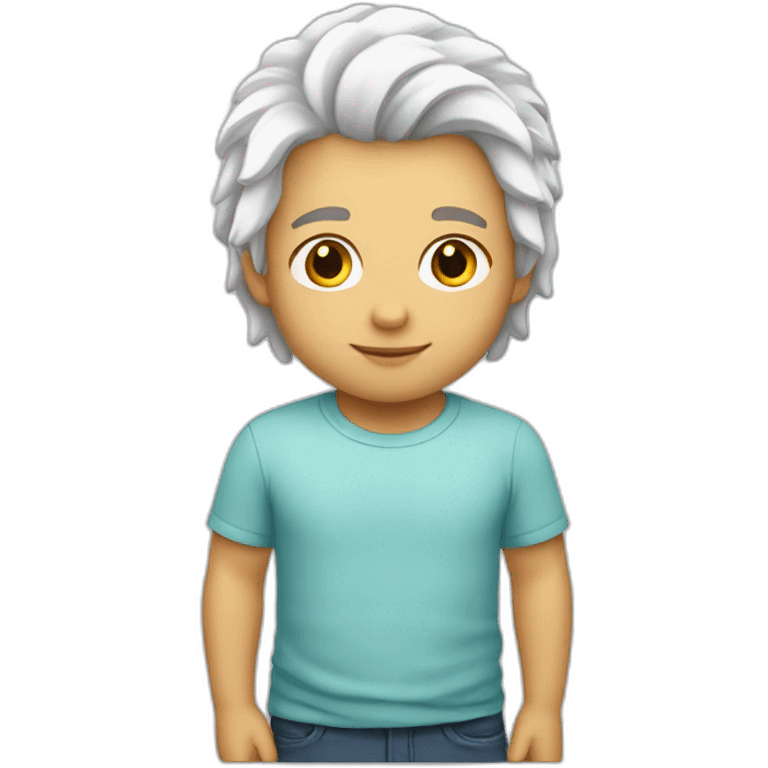 niño blanco de pelo largo pitufo emoji