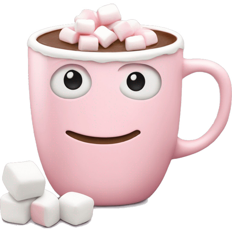 Light Pink mug of hot chocolate with marshmallows  emoji