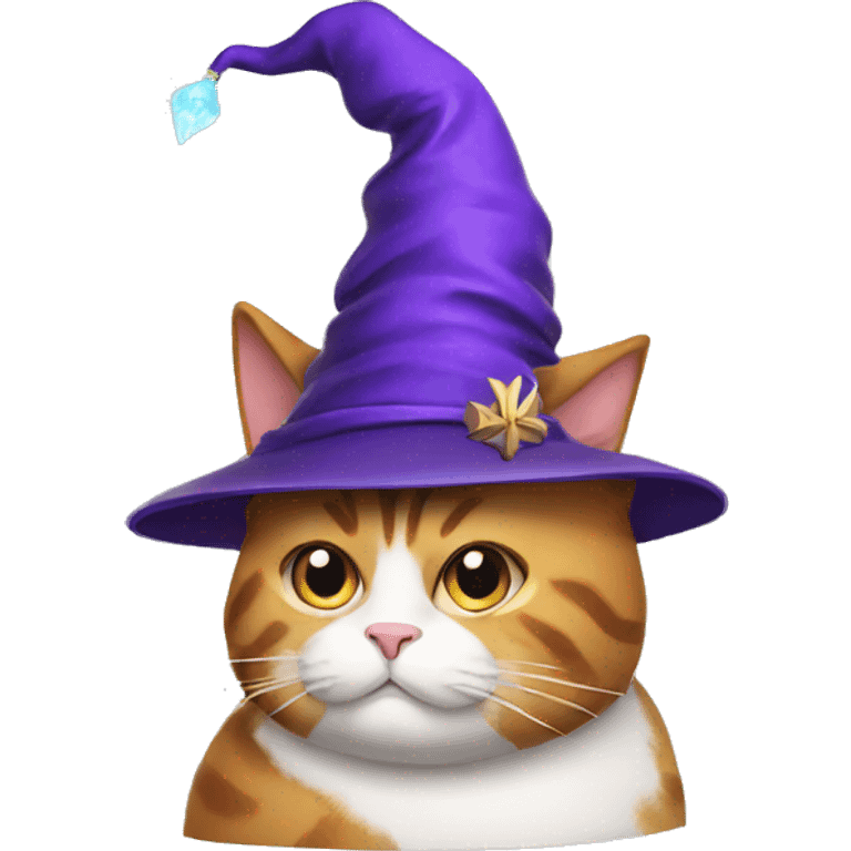 Fat cat with a wizard hat emoji