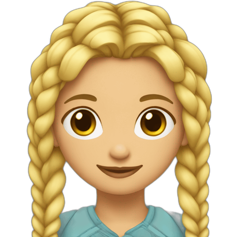 Chica rubia con trenzas emoji