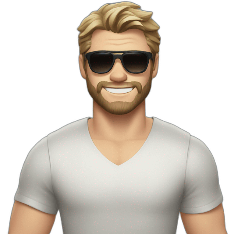 Chris Hemsworth smiling with sunglasses emoji