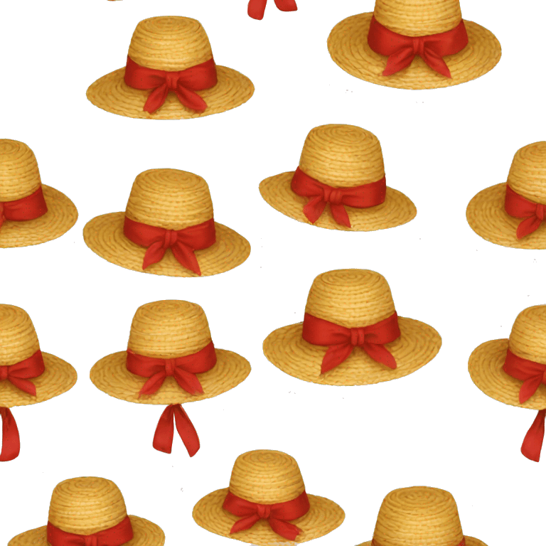 Straw Hat with red tie emoji