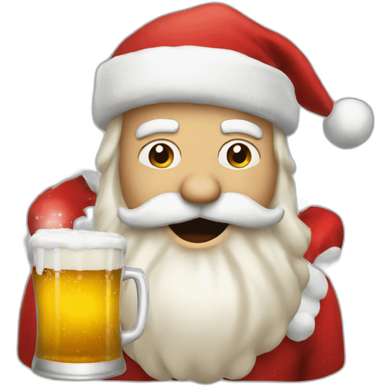 Santa drinking beer emoji