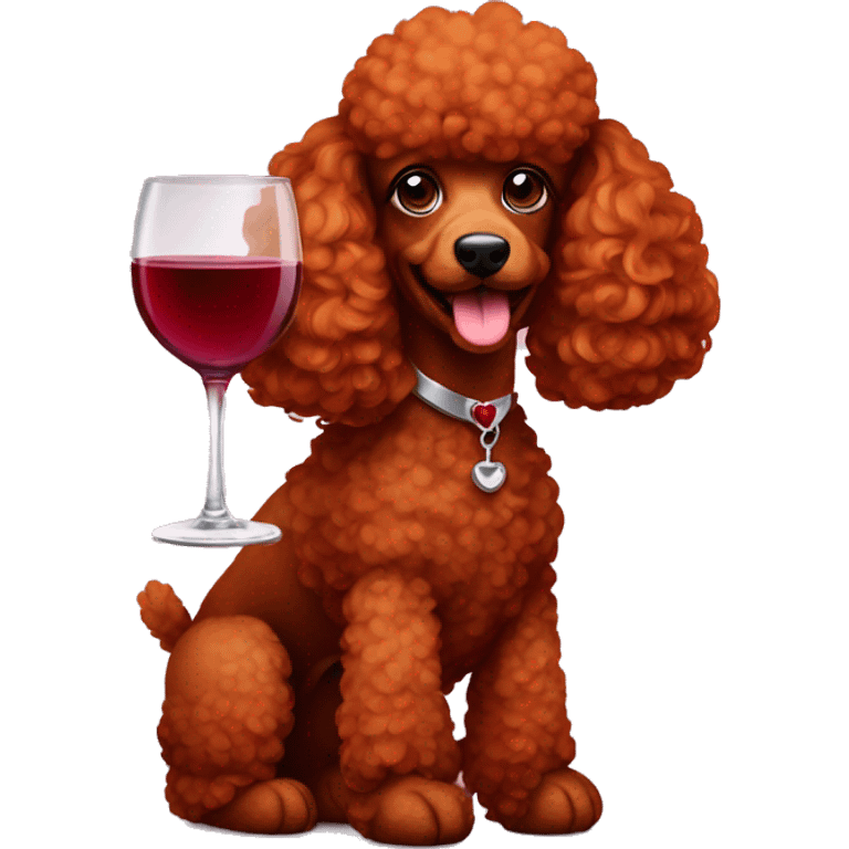 Red poodle with wine glass emoji