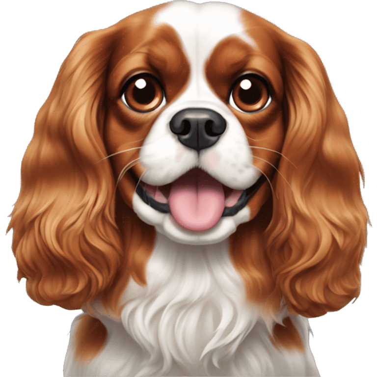 Cavalier king charles spaniel with long tongue out emoji